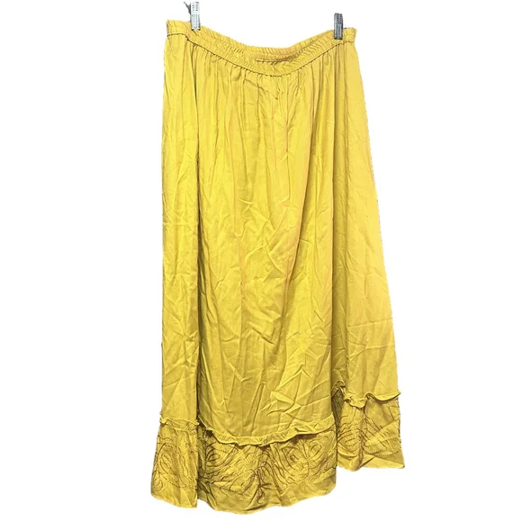 Yellow Floral Maxi Skirt - Women's 16 - Rayon Bohemian - Picture 2 of 6